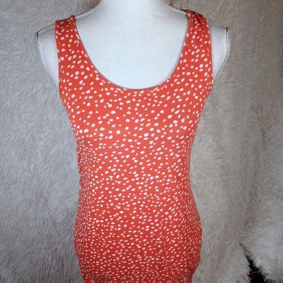 INGRID & ISABEL MATERNITY PEACH/ORANGE & WHITE DRESS SZ.M EUC - Picture 3 of 8